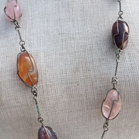 Vintage Gemstone  Necklace Vintage Gift Southwestern Statement Jewelry mystical - Picture 6 of 10